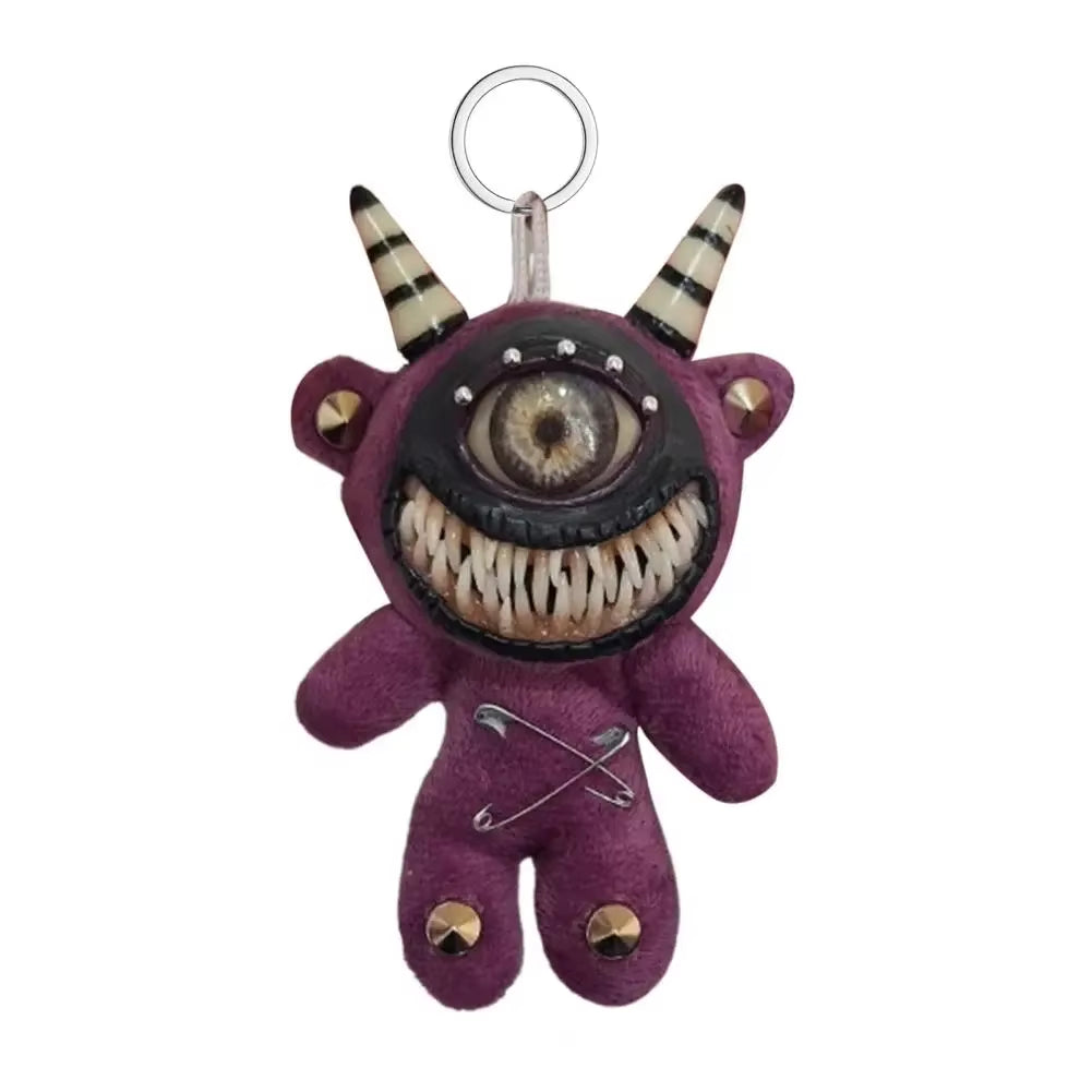 Gothic Halloween Keychain Handcrafted Creepy Cute Plush Doll Keychain with One Eye Weird Horror Doll Design Backpack Accessories