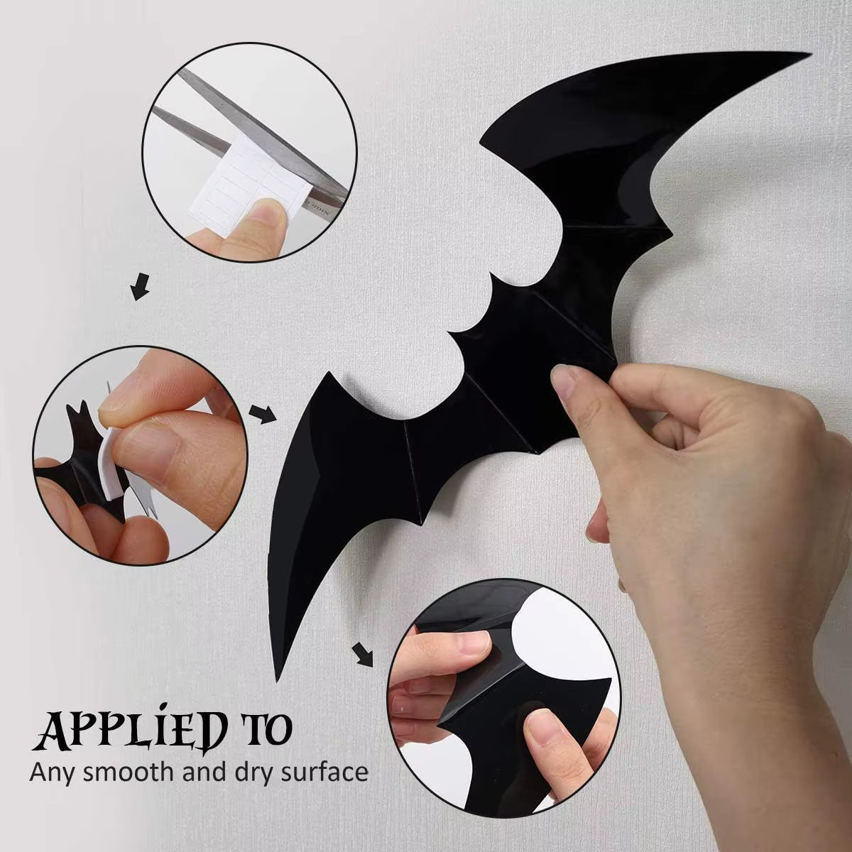Halloween 3D Black Bat Wall Stickers Removable Halloween DIY Wall Decal Halloween Party Decoration Horror Bats Stickers