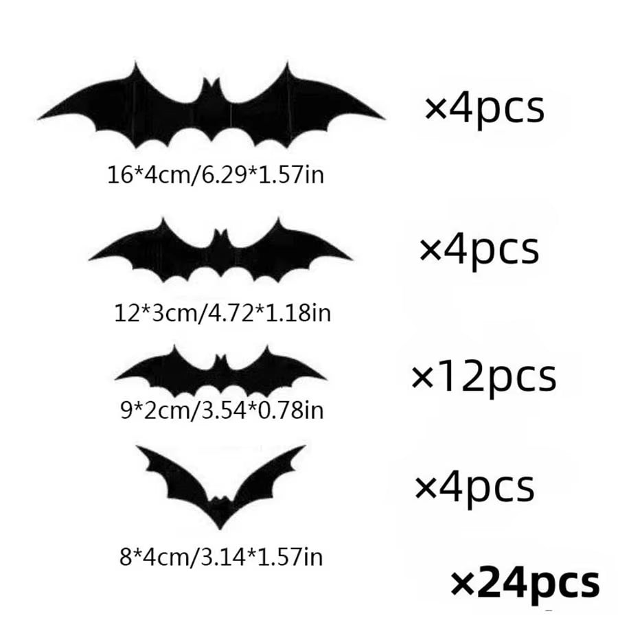 Halloween 3D Black Bat Wall Stickers Removable Halloween DIY Wall Decal Halloween Party Decoration Horror Bats Stickers