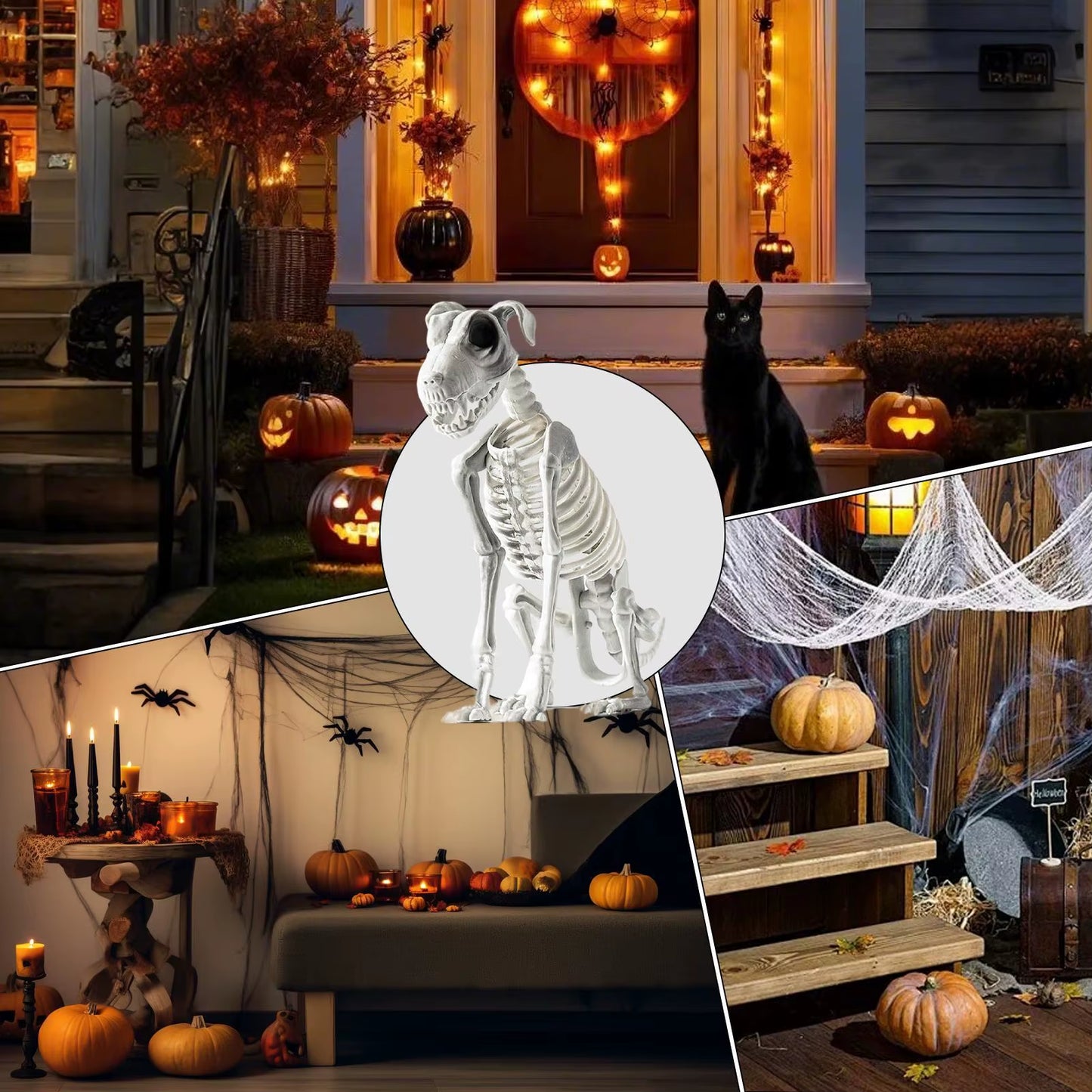 Halloween Skeleton Dog Spooky Skeleton Animal Realistic Halloween Skeleton Dog Statue Skull Bone Art Ornaments for Party Haunted