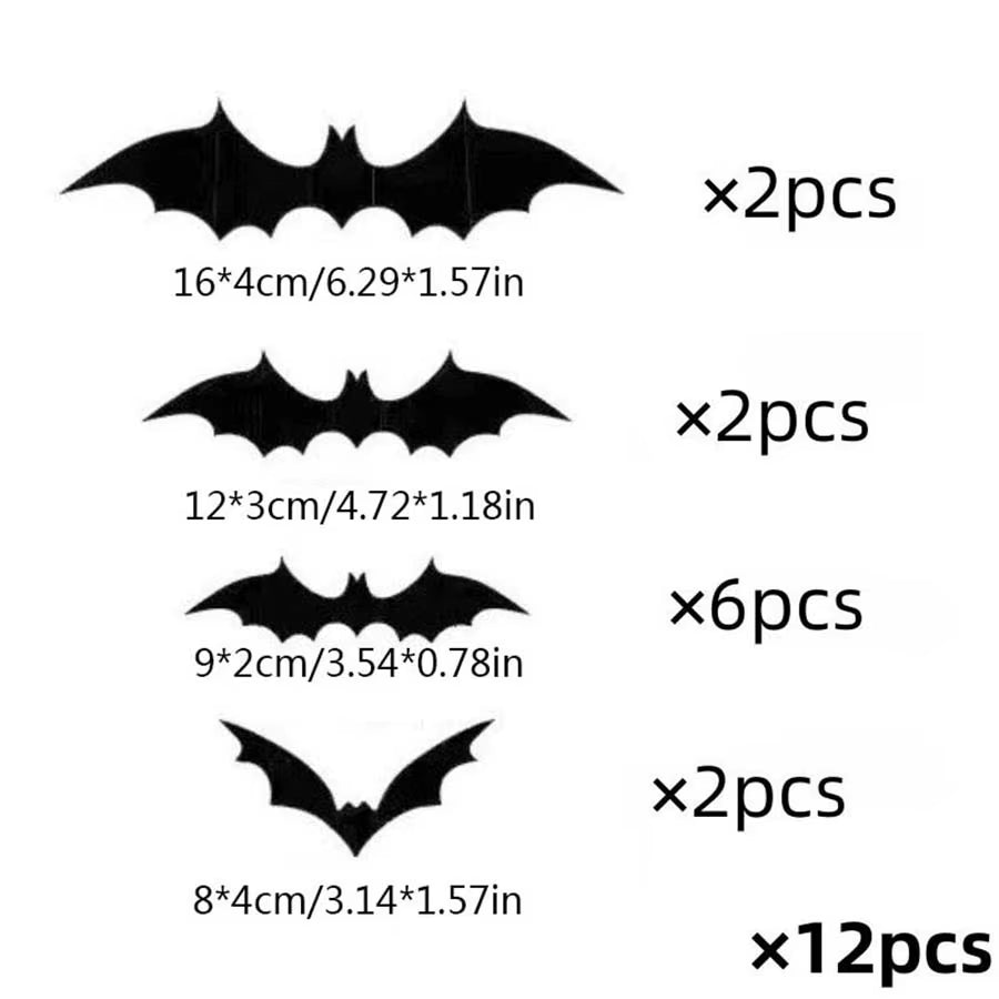 Halloween 3D Black Bat Wall Stickers Removable Halloween DIY Wall Decal Halloween Party Decoration Horror Bats Stickers