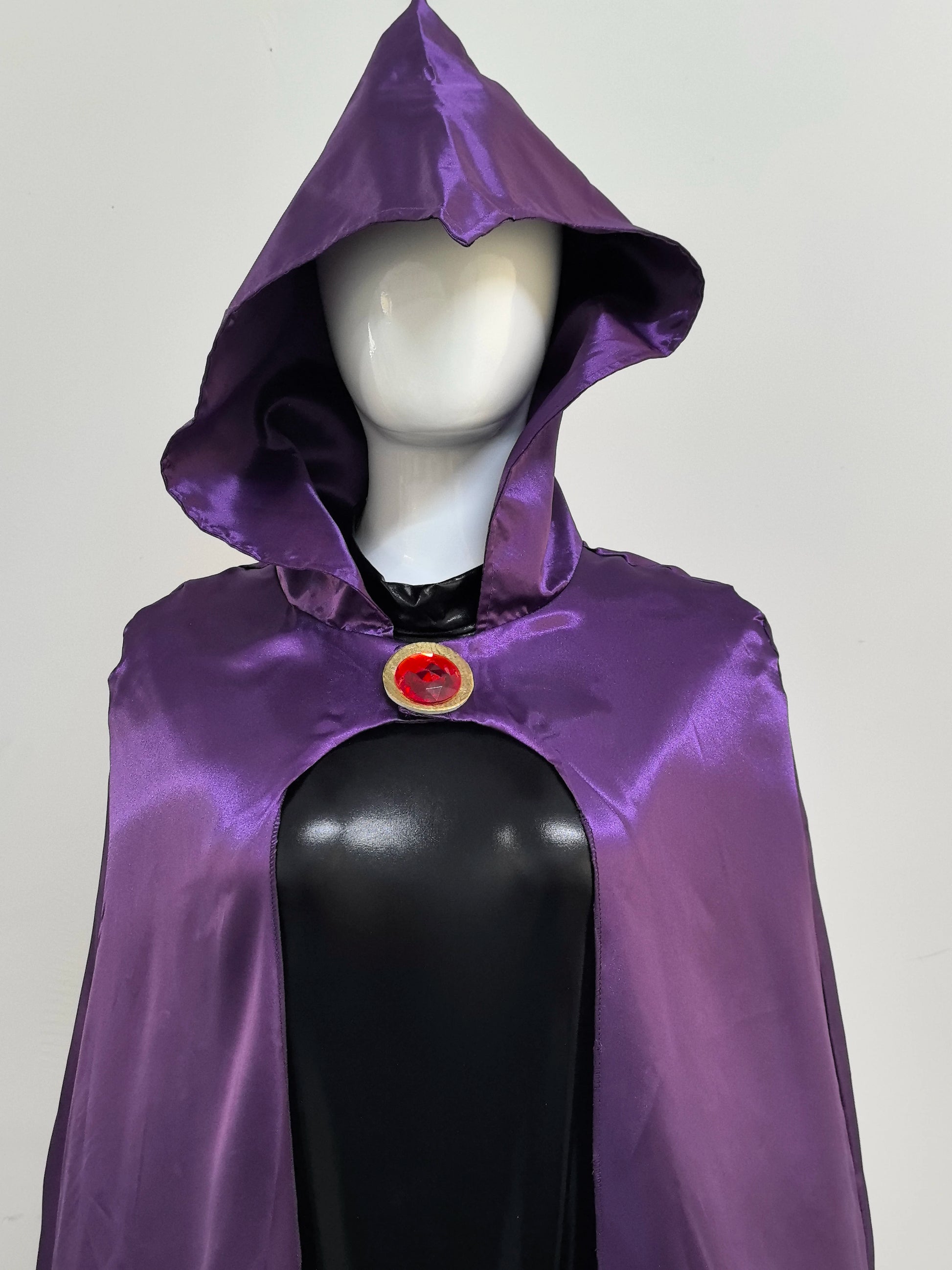Women'S Teentitans-Raven Cosplay Costume Jumpsuit Purple Cloak with Belt Halloween Costume Uniform for Girls
