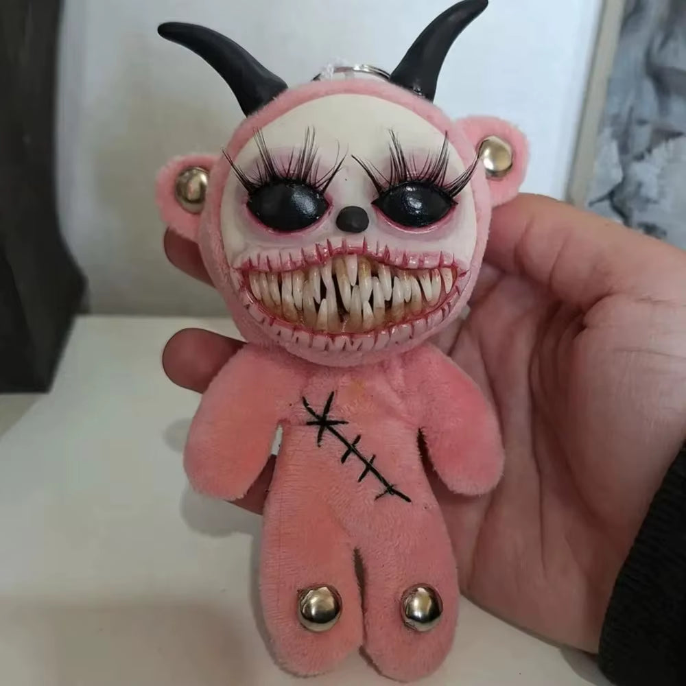 Gothic Halloween Keychain Handcrafted Creepy Cute Plush Doll Keychain with One Eye Weird Horror Doll Design Backpack Accessories