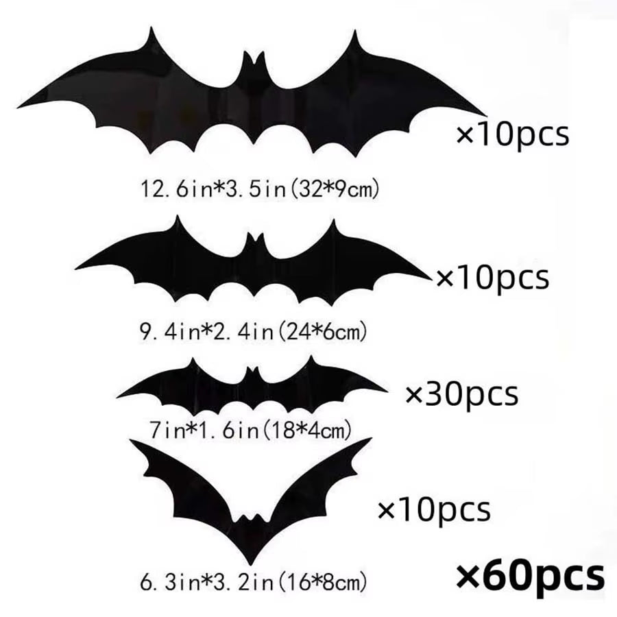 Halloween 3D Black Bat Wall Stickers Removable Halloween DIY Wall Decal Halloween Party Decoration Horror Bats Stickers