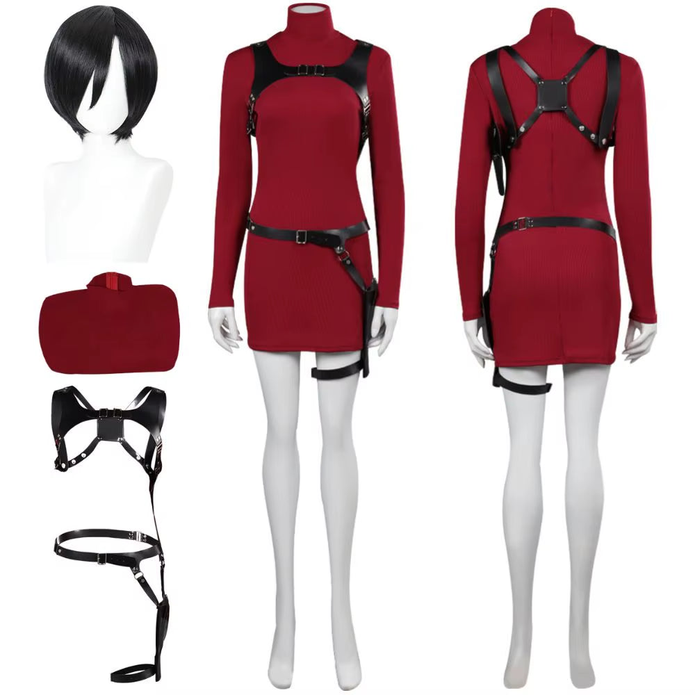 Female Ada Cosplay Wong Costume Dress Belt Roleplay Outfits Fantasia Halloween Carnival Disguise Suit for Adult Women Girls