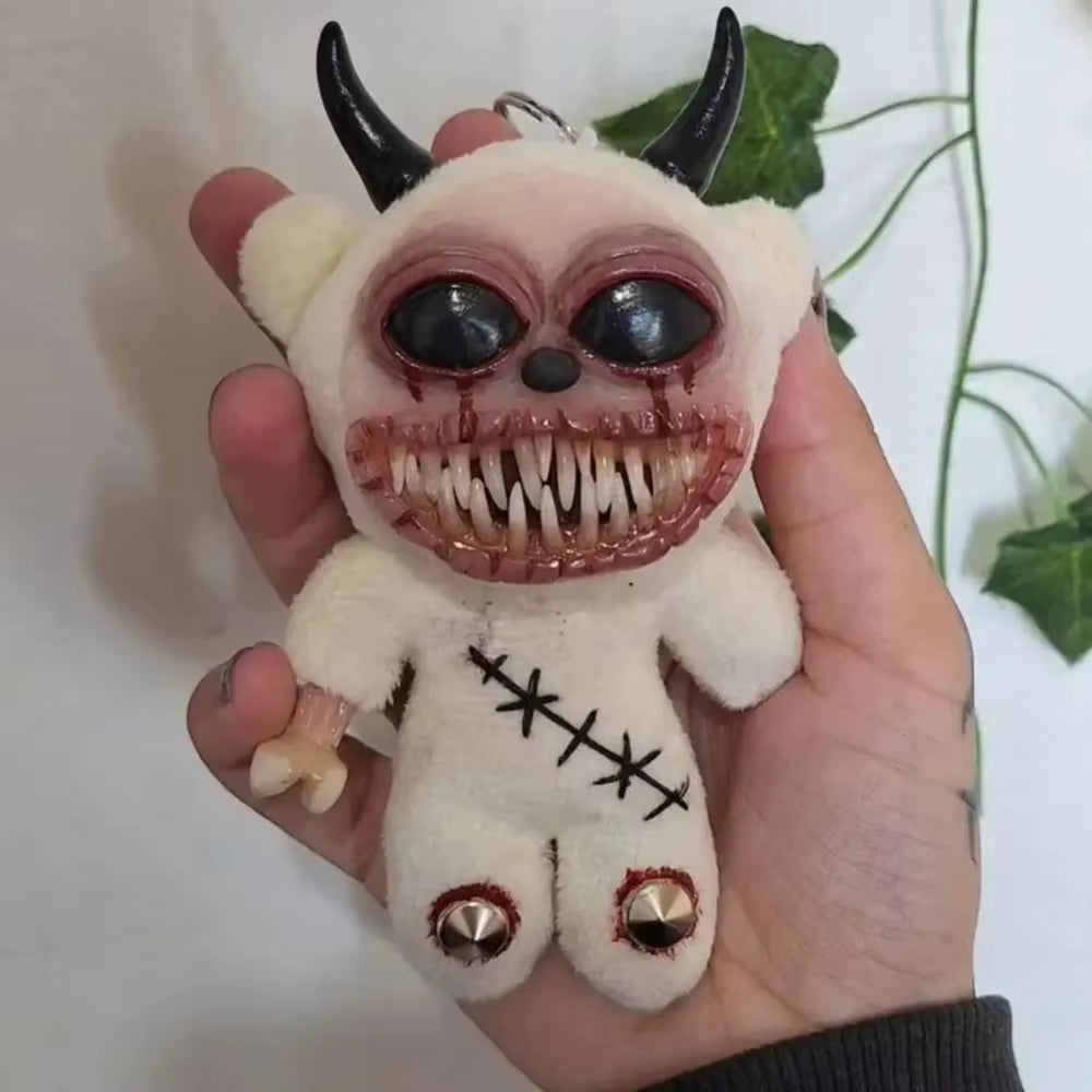 Gothic Halloween Keychain Handcrafted Creepy Cute Plush Doll Keychain with One Eye Weird Horror Doll Design Backpack Accessories