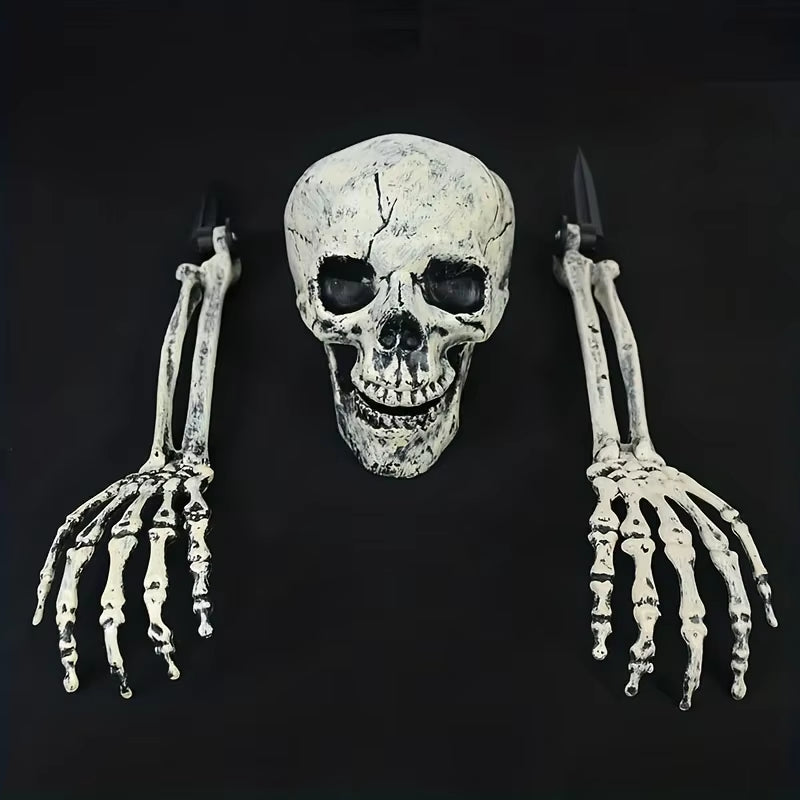 Realistic Skeleton Stakes Halloween Realistic Skull Skeleton Head Human Hand Arms for Halloween Party Home Garden Lawn Decor