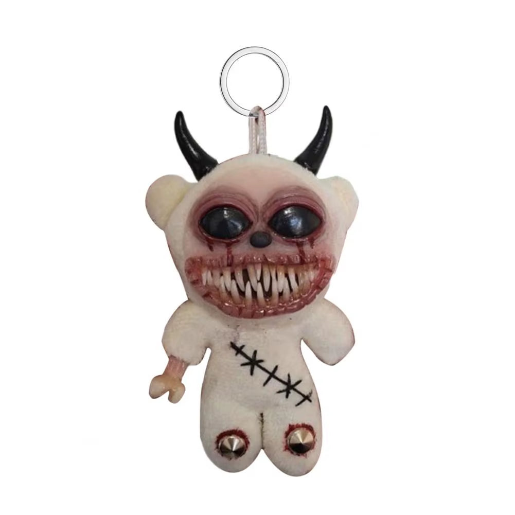 Gothic Halloween Keychain Handcrafted Creepy Cute Plush Doll Keychain with One Eye Weird Horror Doll Design Backpack Accessories