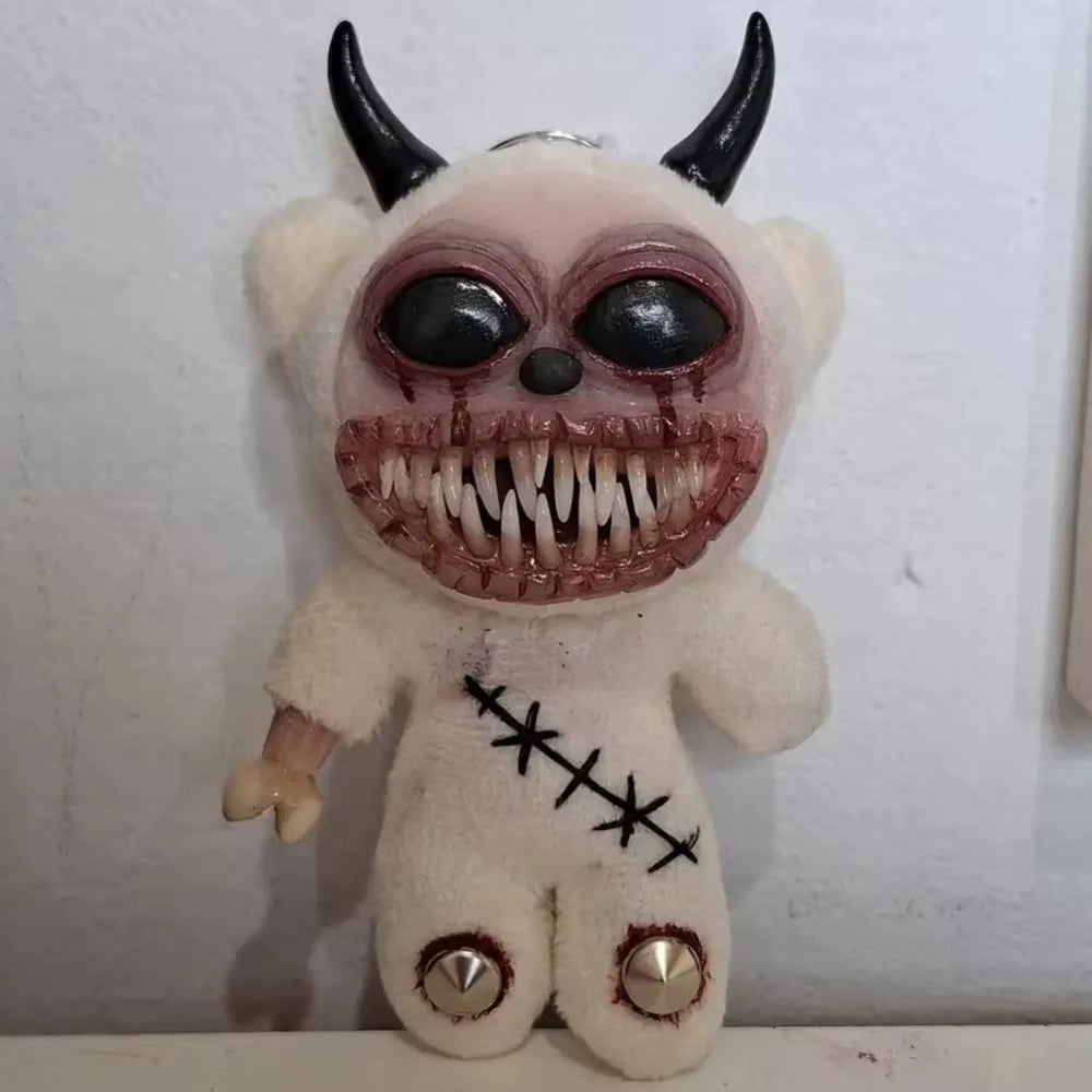 Gothic Halloween Keychain Handcrafted Creepy Cute Plush Doll Keychain with One Eye Weird Horror Doll Design Backpack Accessories