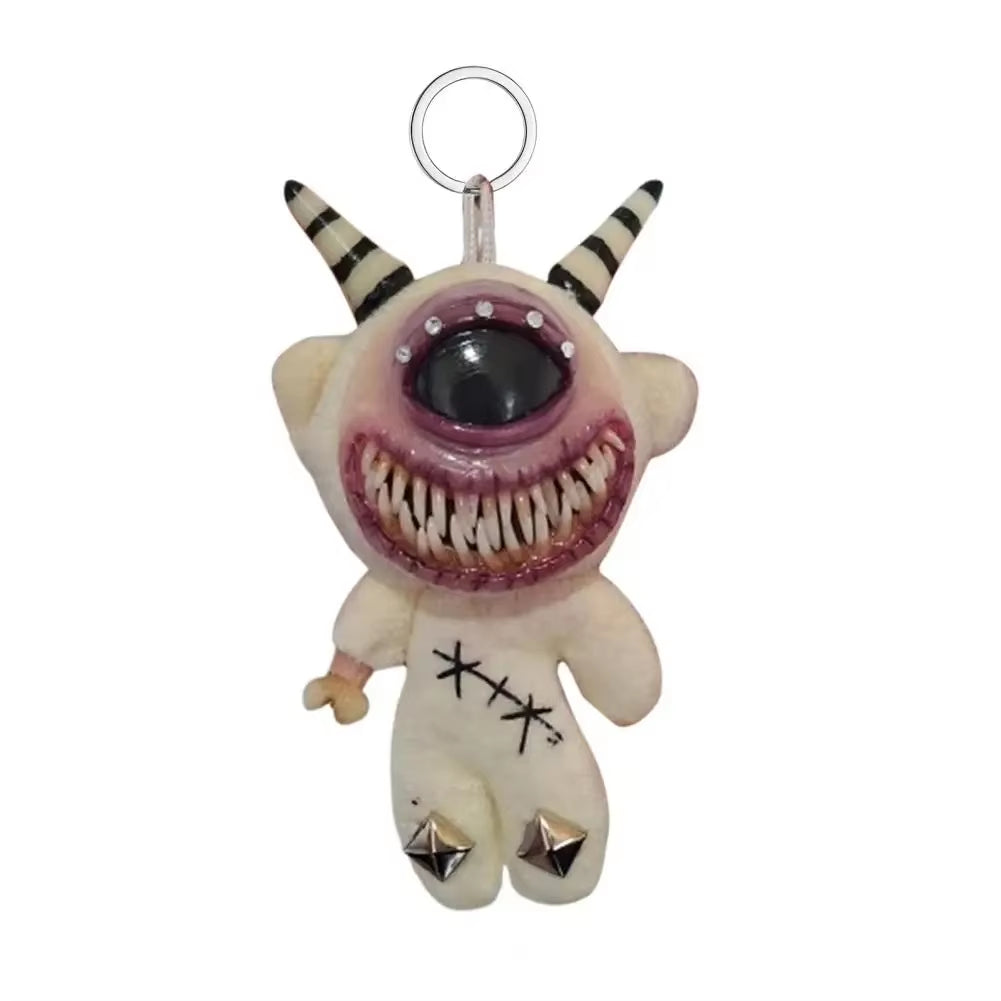 Gothic Halloween Keychain Handcrafted Creepy Cute Plush Doll Keychain with One Eye Weird Horror Doll Design Backpack Accessories