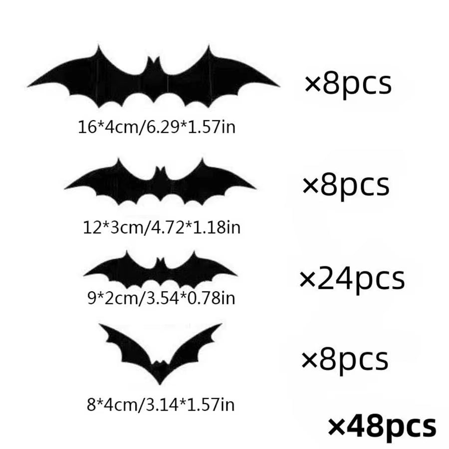Halloween 3D Black Bat Wall Stickers Removable Halloween DIY Wall Decal Halloween Party Decoration Horror Bats Stickers