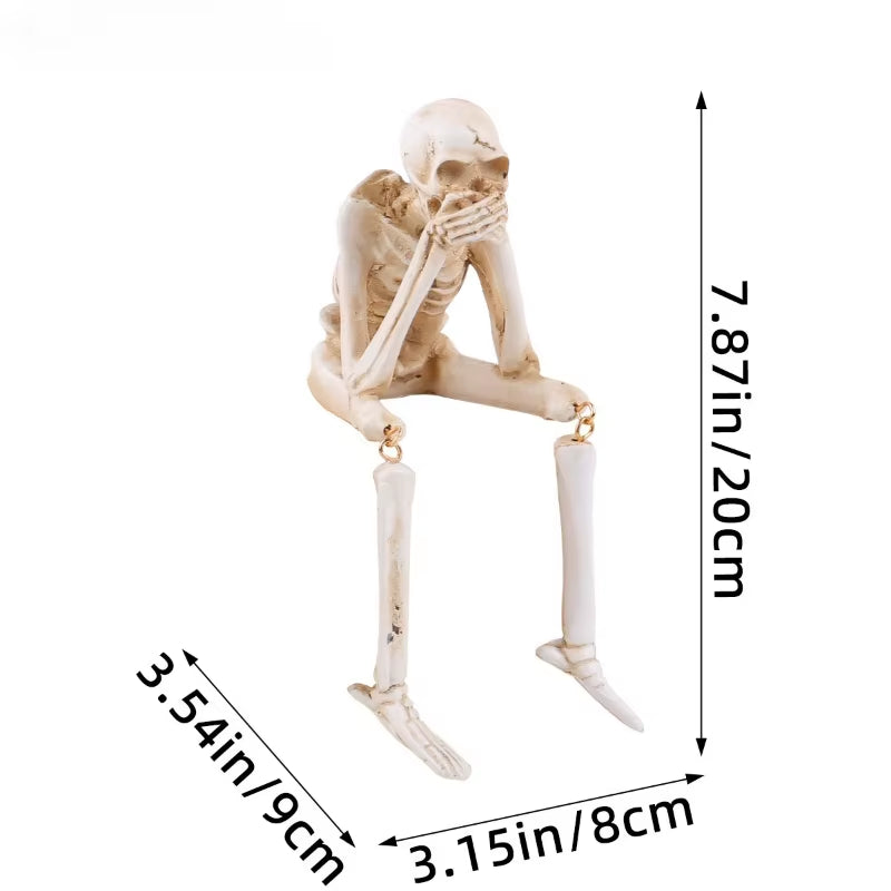 Halloween Statues Resin See Speak Hear No Evil Skeleton Figurines Resin Realistic Skull Decor for Bookshelf Table Edge Ornament
