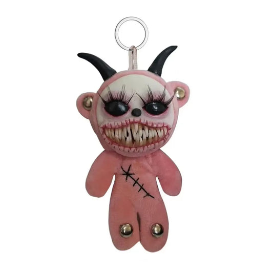 Gothic Halloween Keychain Handcrafted Creepy Cute Plush Doll Keychain with One Eye Weird Horror Doll Design Backpack Accessories