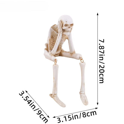 Halloween Statues Resin See Speak Hear No Evil Skeleton Figurines Resin Realistic Skull Decor for Bookshelf Table Edge Ornament