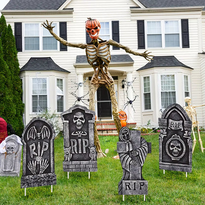 Halloween Tombstone Set Halloween Yard Sign 4 Pack Large Tombstones for Graves Halloween Gravestone with Plastic Stakes