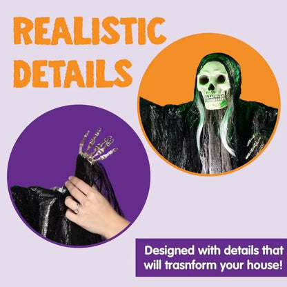 Hanging Halloween Skeletonghosts Decorations Grim Reapers for Halloween Outdoor Halloween Sound Control Light up Ghost