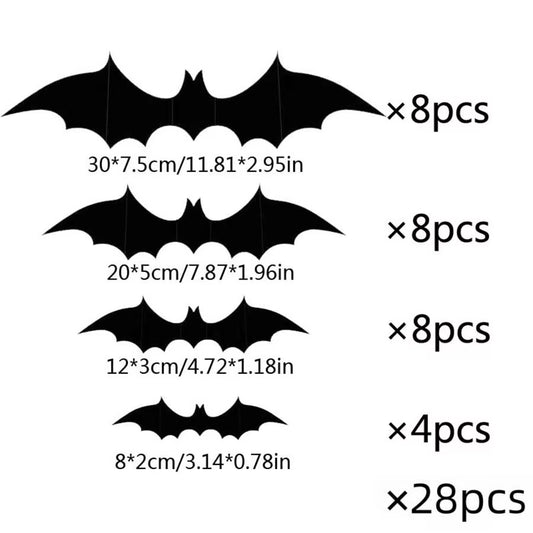 Halloween 3D Black Bat Wall Stickers Removable Halloween DIY Wall Decal Halloween Party Decoration Horror Bats Stickers