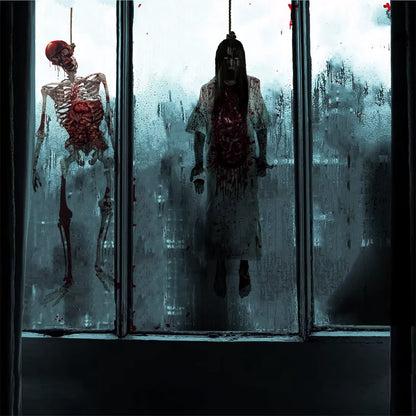 Halloween Skeleton Ghost Window Sticker Horror Female Ghost Window Clings Decals Bloody Skull Wall Sticker Halloween Party Decor