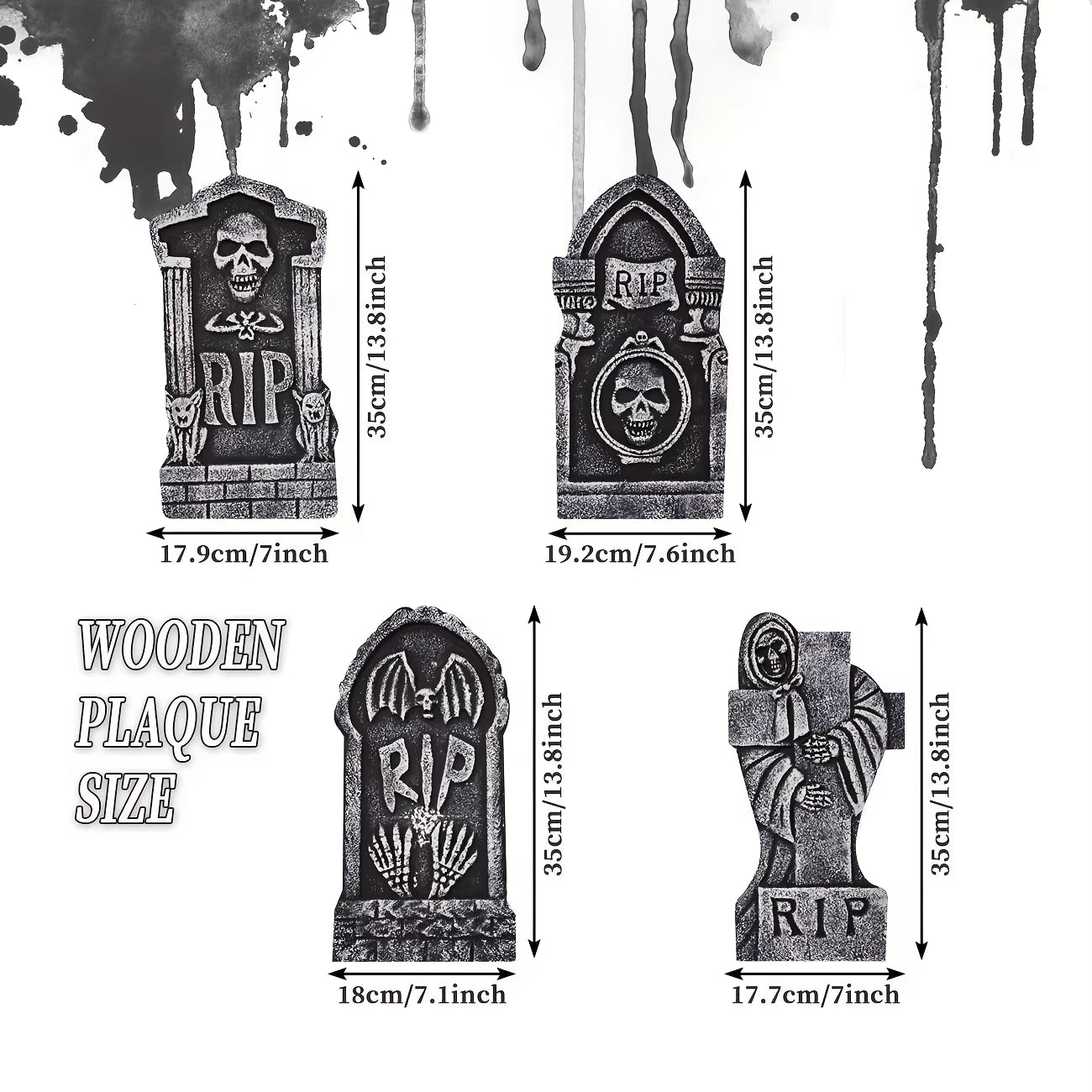 Halloween Tombstone Set Halloween Yard Sign 4 Pack Large Tombstones for Graves Halloween Gravestone with Plastic Stakes