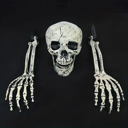 Realistic Skeleton Stakes Halloween Realistic Skull Skeleton Head Human Hand Arms for Halloween Party Home Garden Lawn Decor