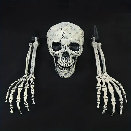 Realistic Skeleton Stakes Halloween Realistic Skull Skeleton Head Human Hand Arms for Halloween Party Home Garden Lawn Decor