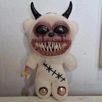 Gothic Halloween Keychain Handcrafted Creepy Cute Plush Doll Keychain with One Eye Weird Horror Doll Design Backpack Accessories